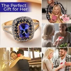 Tanzanite Ring ,Multi Gemstone Ring , Tanzanite Halo Ring ,Split Shank Ring , Vermeil Yellow Gold Over Sterling Silver Ring 2.40 Ctw -Jewelry store 7534373 4