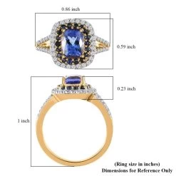 Tanzanite Ring ,Multi Gemstone Ring , Tanzanite Halo Ring ,Split Shank Ring , Vermeil Yellow Gold Over Sterling Silver Ring 2.40 Ctw -Jewelry store 7534373 6