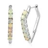 Value Buy Premium Ethiopian Welo Opal Hoop Earrings In Platinum Over Sterling Silver 2.50 Ctw -Jewelry store 7534497
