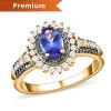 AAA Tanzanite Ring, Blue And White Diamond Accent Ring, Tanzanite Sunburst Ring, Sunburst Halo Ring, Vermeil Yellow Gold Over Sterling Silver Ring 1.20 Ctw -Jewelry store 7534521