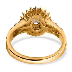 AAA Tanzanite Ring, Blue And White Diamond Accent Ring, Tanzanite Sunburst Ring, Sunburst Halo Ring, Vermeil Yellow Gold Over Sterling Silver Ring 1.20 Ctw -Jewelry store 7534521 4