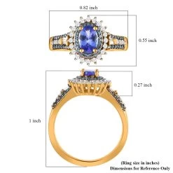 AAA Tanzanite Ring, Blue And White Diamond Accent Ring, Tanzanite Sunburst Ring, Sunburst Halo Ring, Vermeil Yellow Gold Over Sterling Silver Ring 1.20 Ctw -Jewelry store 7534521 5