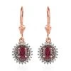 AAA Ouro Fino Rubellite, Red And White Diamond Lever Back Earrings In Vermeil Rose Gold Over Sterling Silver 1.00 Ctw -Jewelry store 7534665