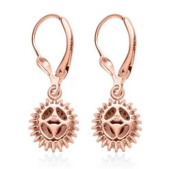 AAA Ouro Fino Rubellite, Red And White Diamond Lever Back Earrings In Vermeil Rose Gold Over Sterling Silver 1.00 Ctw -Jewelry store 7534665 3