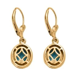 Sleeping Beauty Turquoise And Red Diamond Lever Back Earrings In Vermeil Yellow Gold Over Sterling Silver 3.00 Ctw -Jewelry store 7534681 3