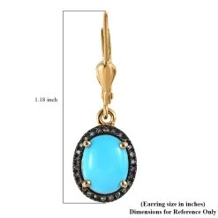 Sleeping Beauty Turquoise And Red Diamond Lever Back Earrings In Vermeil Yellow Gold Over Sterling Silver 3.00 Ctw -Jewelry store 7534681 4