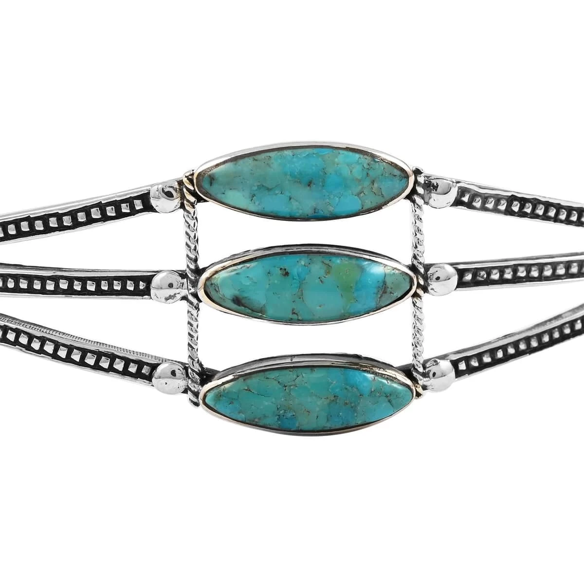 Santa Fe Style Kingman Turquoise Cuff Bracelet In Sterling Silver (7.00 In) 12.00 Ctw 5 Santa Fe Style Kingman Turquoise Cuff Bracelet In Sterling Silver (7.00 In) 12.00 Ctw - Image 3