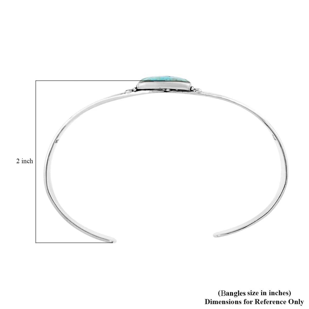 Santa Fe Style Kingman Turquoise Cuff Bracelet In Sterling Silver (7.00 In) 12.00 Ctw 6 Santa Fe Style Kingman Turquoise Cuff Bracelet In Sterling Silver (7.00 In) 12.00 Ctw - Image 4