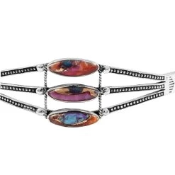 Santa Fe Style Multi Gemstone Cuff Bracelet In Sterling Silver (7.00 In) 12.00 Ctw 8 Santa Fe Style Multi Gemstone Cuff Bracelet In Sterling Silver (7.00 In) 12.00 Ctw -Jewelry store 7534813 2