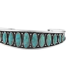 Value Buy Santa Fe Style Kingman Turquoise Cuff Bracelet In Sterling Silver (6.50 In) 16.25 Ctw -Jewelry store 7535041 2