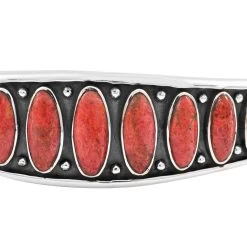 Santa Fe Style Plum Coral Cuff Bracelet In Sterling Silver (6.50 In) 16.25 Ctw -Jewelry store 7535043 2