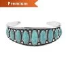 Santa Fe Style Kingman Turquoise Cuff Bracelet In Sterling Silver (7.00 In) 22.25 Ctw -Jewelry store 7535045