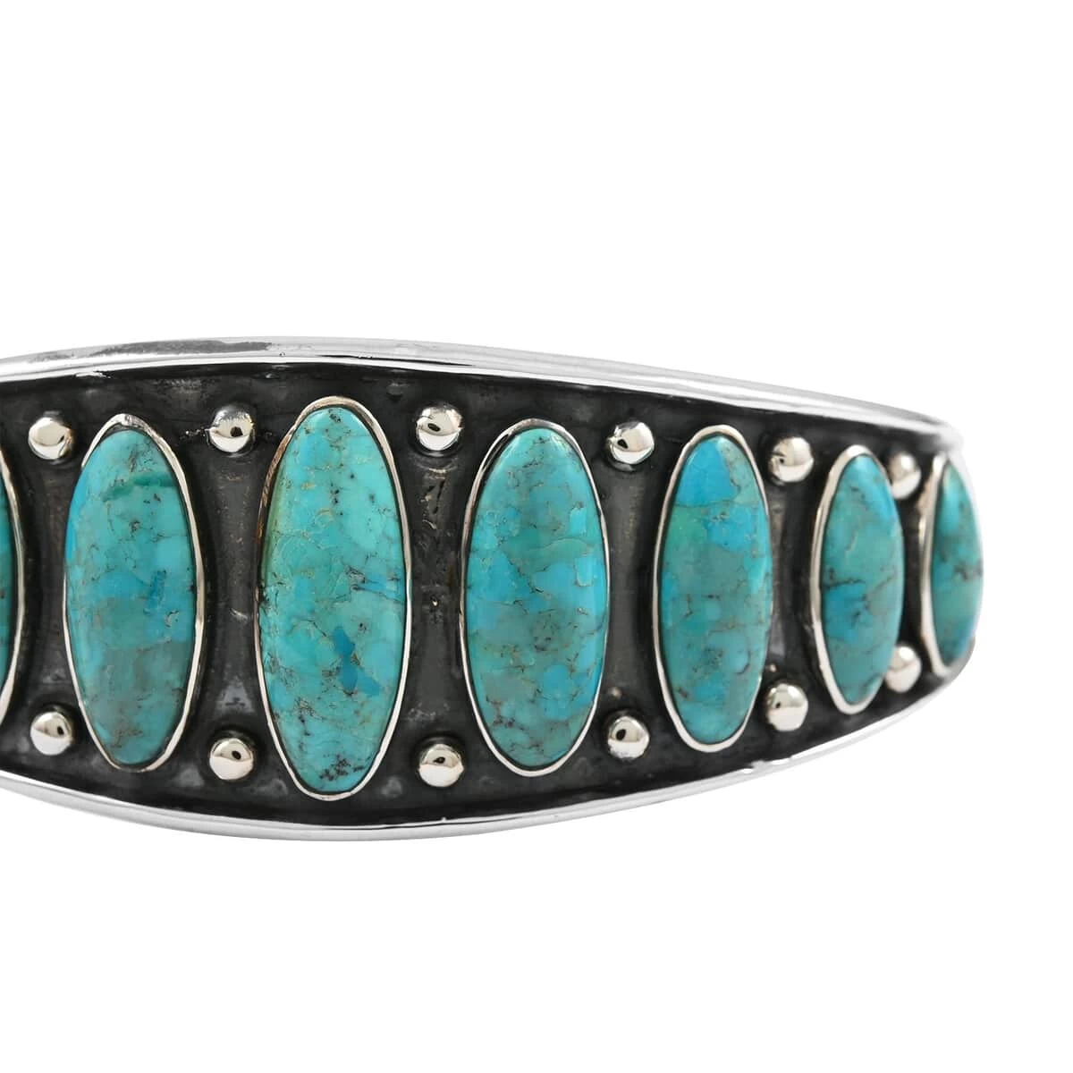 Santa Fe Style Kingman Turquoise Cuff Bracelet In Sterling Silver (7.00 In) 22.25 Ctw 5 Santa Fe Style Kingman Turquoise Cuff Bracelet In Sterling Silver (7.00 In) 22.25 Ctw - Image 3