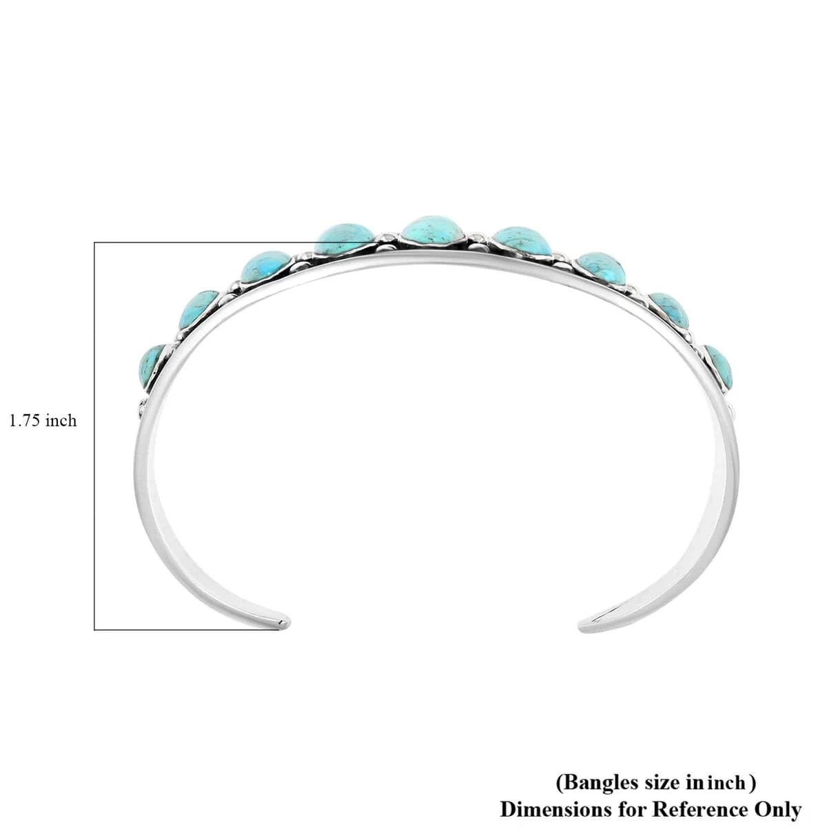 Santa Fe Style Kingman Turquoise Cuff Bracelet In Sterling Silver (7.00 In) 22.25 Ctw 6 Santa Fe Style Kingman Turquoise Cuff Bracelet In Sterling Silver (7.00 In) 22.25 Ctw - Image 4