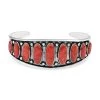 Santa Fe Style Plum Coral Cuff Bracelet In Sterling Silver (7.00 In) 22.25 Ctw