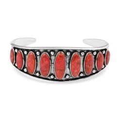 Santa Fe Style Plum Coral Cuff Bracelet In Sterling Silver (7.00 In) 22.25 Ctw