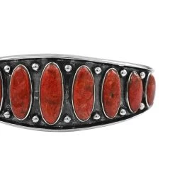 Santa Fe Style Plum Coral Cuff Bracelet In Sterling Silver (7.00 In) 22.25 Ctw -Jewelry store 7535047 2