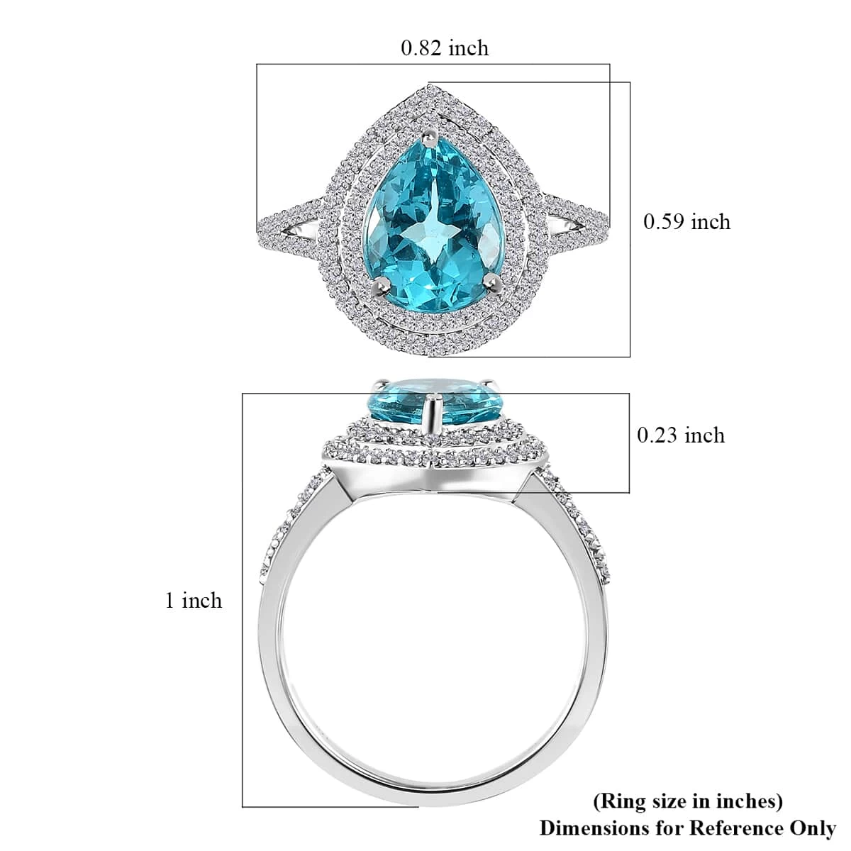Luxoro 10K White Gold Premium Madagascar Paraiba Apatite And Moissanite Double Halo Ring 3.15 Ctw 8 Luxoro 10K White Gold Premium Madagascar Paraiba Apatite And Moissanite Double Halo Ring 3.15 Ctw - Image 6
