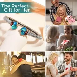 Peacock Quartz (Triplet) And Mozambique Garnet Bangle Bracelet In Stainless Steel (6.50 In) 5.25 Ctw (Del. In 7-10 Days) -Jewelry store 7535230 4