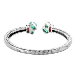 Peacock Quartz (Triplet) And Mozambique Garnet Bangle Bracelet In Stainless Steel (6.50 In) 5.25 Ctw (Del. In 7-10 Days) -Jewelry store 7535230 5