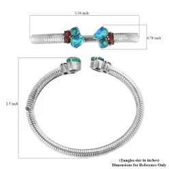 Peacock Quartz (Triplet) And Mozambique Garnet Bangle Bracelet In Stainless Steel (6.50 In) 5.25 Ctw (Del. In 7-10 Days) -Jewelry store 7535230 6