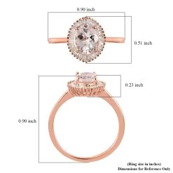 Pink Morganite And Diamond Halo Ring In Vermeil Rose Gold Over Sterling Silver 1.30 Ctw 9 Pink Morganite And Diamond Halo Ring In Vermeil Rose Gold Over Sterling Silver 1.30 Ctw -Jewelry store 7535438 5