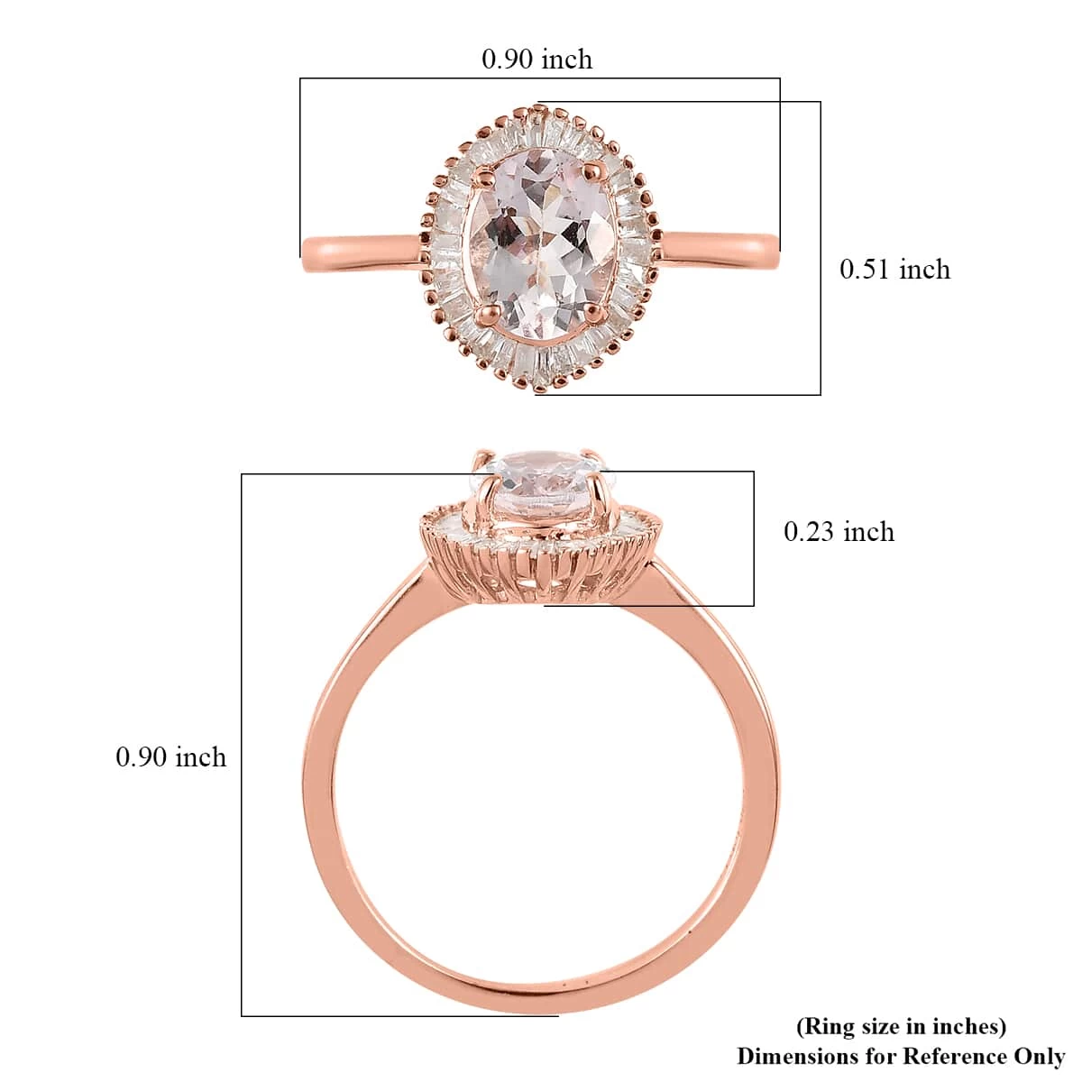 Pink Morganite And Diamond Halo Ring In Vermeil Rose Gold Over Sterling Silver 1.30 Ctw 6 Pink Morganite And Diamond Halo Ring In Vermeil Rose Gold Over Sterling Silver 1.30 Ctw - Image 4