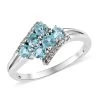 Madagascar Paraiba Apatite And White Zircon Ring In Platinum Over Sterling Silver 0.85 Ctw