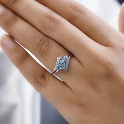 Madagascar Paraiba Apatite And White Zircon Ring In Platinum Over Sterling Silver 0.85 Ctw -Jewelry store 7535755 2