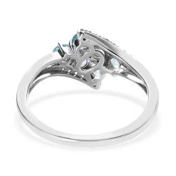 Madagascar Paraiba Apatite And White Zircon Ring In Platinum Over Sterling Silver 0.85 Ctw -Jewelry store 7535755 3