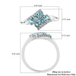 Madagascar Paraiba Apatite And White Zircon Ring In Platinum Over Sterling Silver 0.85 Ctw -Jewelry store 7535755 4