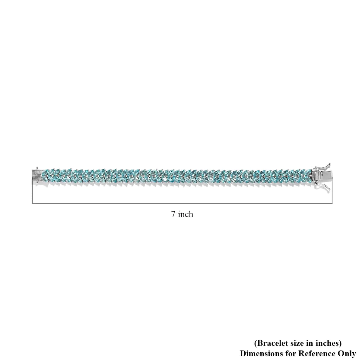 Madagascar Paraiba Apatite 2 Row Bracelet In Platinum Over Sterling Silver (6.50 In) 12.85 Ctw 7 Madagascar Paraiba Apatite 2 Row Bracelet In Platinum Over Sterling Silver (6.50 In) 12.85 Ctw - Image 5