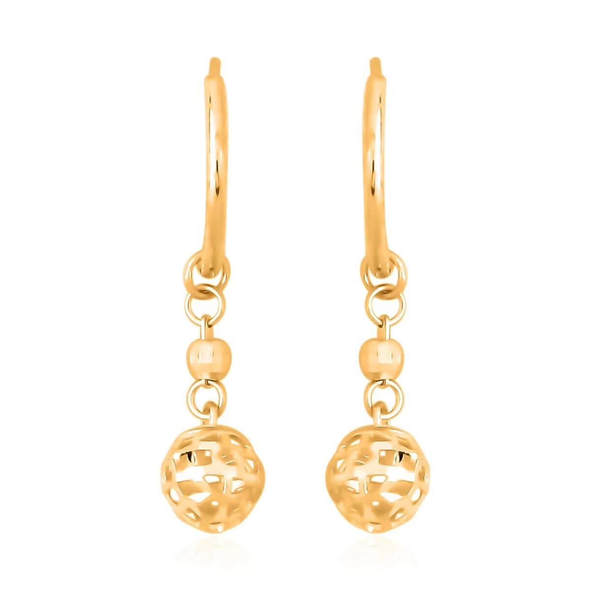 24K Yellow Gold Electroform Drop Earrings 2 Grams 3 24K Yellow Gold Electroform Drop Earrings 2 Grams