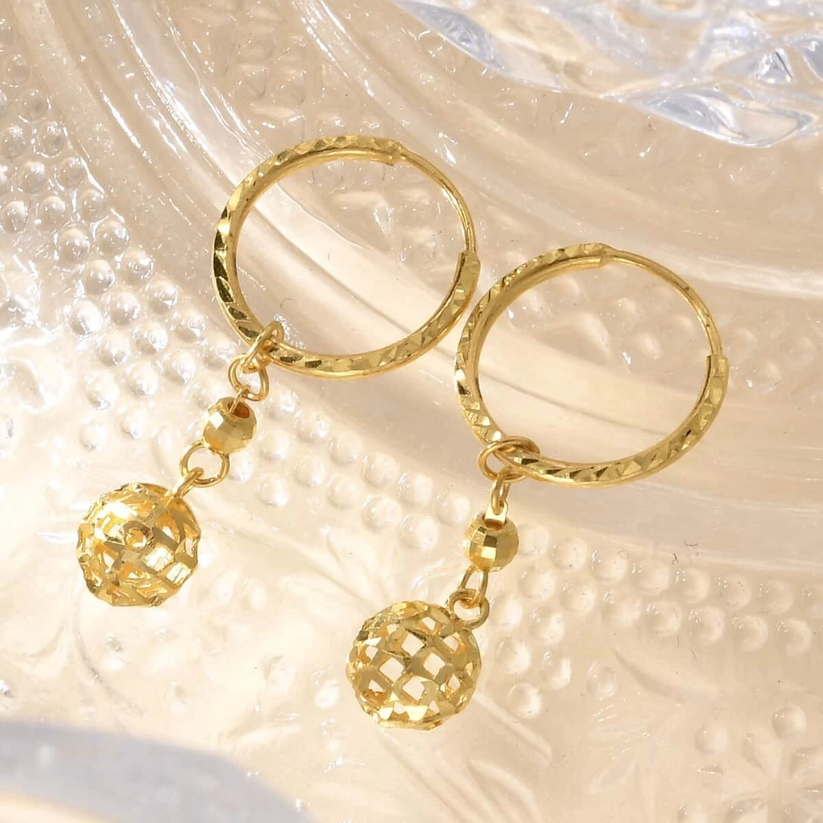 24K Yellow Gold Electroform Drop Earrings 2 Grams 4 24K Yellow Gold Electroform Drop Earrings 2 Grams - Image 2