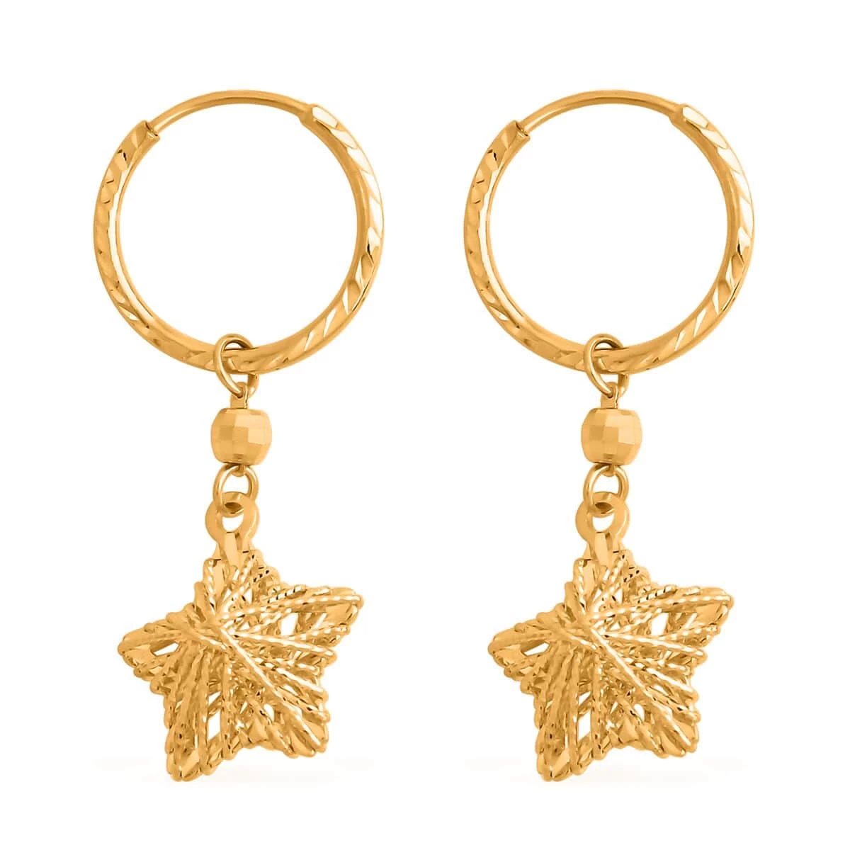 24K Yellow Gold Electroform Star Drop Earrings 3.40 Grams 3 24K Yellow Gold Electroform Star Drop Earrings 3.40 Grams