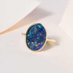 Luxoro 10K Yellow Gold Boulder Opal Triplet Ring 3.35 Ctw 9 Luxoro 10K Yellow Gold Boulder Opal Triplet Ring 3.35 Ctw -Jewelry store 7536752 1