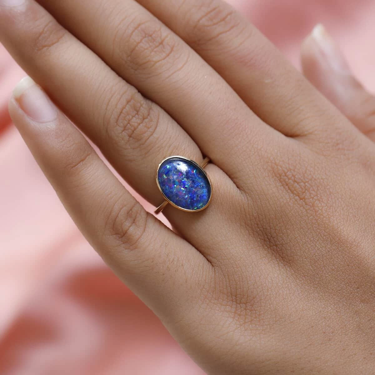 Luxoro 10K Yellow Gold Boulder Opal Triplet Ring 3.35 Ctw 5 Luxoro 10K Yellow Gold Boulder Opal Triplet Ring 3.35 Ctw - Image 3