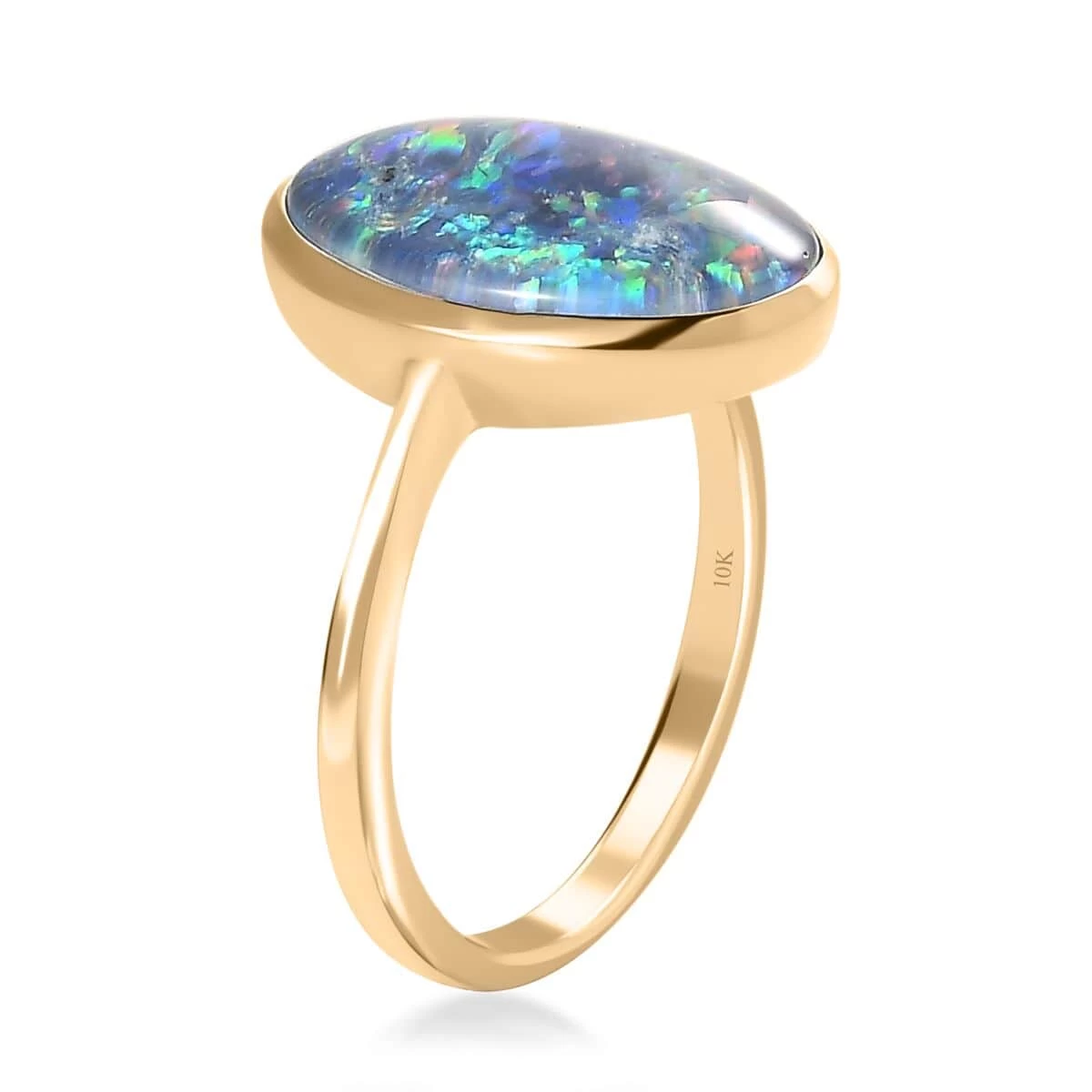 Luxoro 10K Yellow Gold Boulder Opal Triplet Ring 3.35 Ctw 6 Luxoro 10K Yellow Gold Boulder Opal Triplet Ring 3.35 Ctw - Image 4