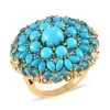Premium Sleeping Beauty Turquoise And Malgache Neon Apatite Floral Spray Ring In Vermeil YG Over Sterling Silver 8.10 Ctw