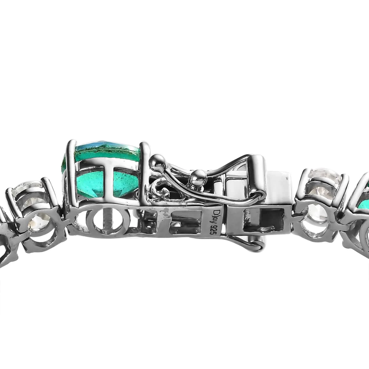 Peacock Quartz (Triplet) And White Zircon Tennis Bracelet In Platinum Over Sterling Silver (7.25 In) 29.75 Ctw 5 Peacock Quartz (Triplet) And White Zircon Tennis Bracelet In Platinum Over Sterling Silver (7.25 In) 29.75 Ctw - Image 3