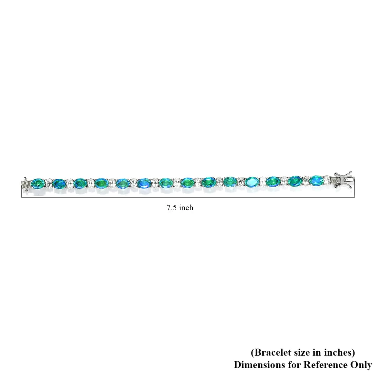 Peacock Quartz (Triplet) And White Zircon Tennis Bracelet In Platinum Over Sterling Silver (7.25 In) 29.75 Ctw 6 Peacock Quartz (Triplet) And White Zircon Tennis Bracelet In Platinum Over Sterling Silver (7.25 In) 29.75 Ctw - Image 4