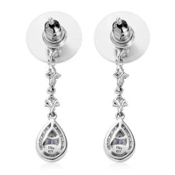 Tanzanite And White Zircon Dangling Earrings In Platinum Over Sterling Silver 1.40 Ctw -Jewelry store 7538021 3