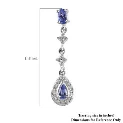 Tanzanite And White Zircon Dangling Earrings In Platinum Over Sterling Silver 1.40 Ctw -Jewelry store 7538021 4