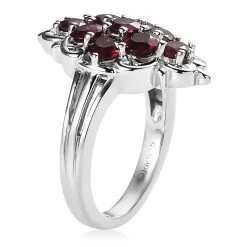 Anthill Garnet Elongated Ring In Platinum Over Sterling Silver 1.85 Ctw -Jewelry store 7538059 3
