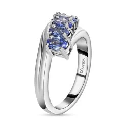 Tanzanite 5 Stone Ring In Platinum Over Sterling Silver 1.25 Ctw -Jewelry store 7538198 6