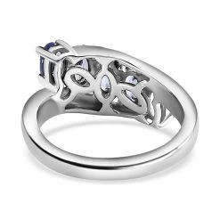 Tanzanite 5 Stone Ring In Platinum Over Sterling Silver 1.25 Ctw -Jewelry store 7538198 7