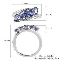 Tanzanite 5 Stone Ring In Platinum Over Sterling Silver 1.25 Ctw -Jewelry store 7538198 8