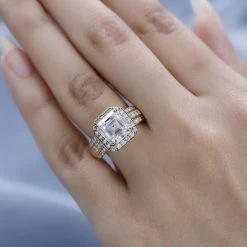 Moissanite Ring In Vermeil Yellow Gold Over Sterling Silver 4.85 Ctw -Jewelry store 7538645 2