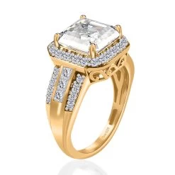 Moissanite Ring In Vermeil Yellow Gold Over Sterling Silver 4.85 Ctw -Jewelry store 7538645 3