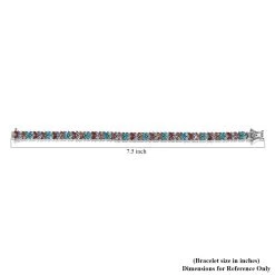 Multi Gemstone 2 Row Bracelet In Platinum Over Sterling Silver (7.25 In) 11.60 Ctw -Jewelry store 7538968 4